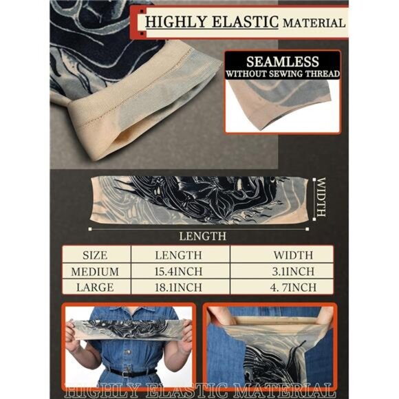 20 Pcs Men's Cooling Arm Sleeves Long Fingerless Arm Cover Anti Slip - Picture 3 of 7